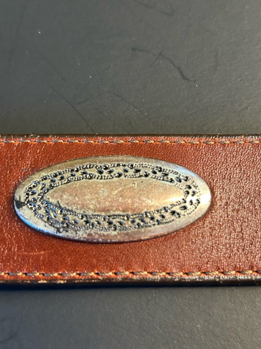Vintage Brighton Leather Western Belt in Brown with Silver Accents - Picture 7 of 10